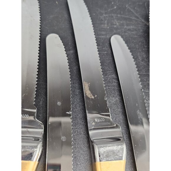 Lot Of 14 Walco Stainless Steel  9" Knives With Gold Handles Vintage MCM Glam - Picture 8 of 9